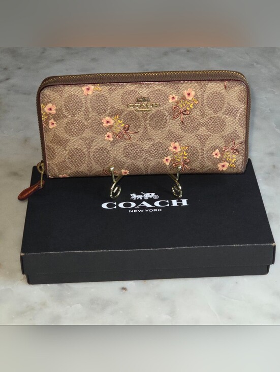 Coach Handbags - Coach Floral Signature Zip-Around Wallet W/ Original Box